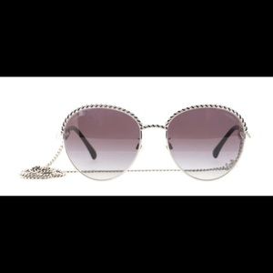 Chanel Pantos Round Sunglasses with Chain Metal